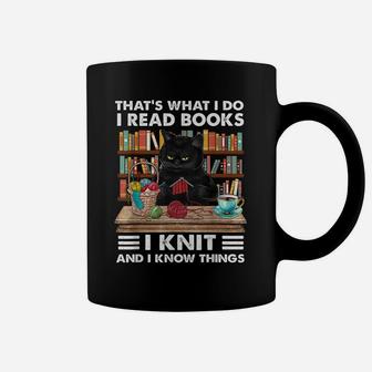 That What I Do I Read Books I Knit - Funny Cat Knitting Coffee Mug | Crazezy
