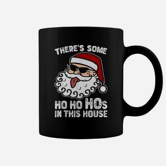 There's Some Ho Ho Hos Santa Hat Sunglasses Tongue Xmas Coffee Mug - Monsterry AU