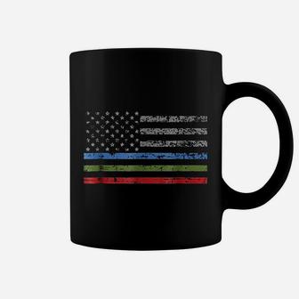 Thin Blue Green Red Line American Flag Coffee Mug | Crazezy UK