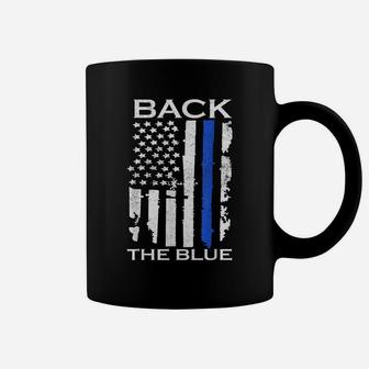 Thin Blue Line Back The Blue American Flag Police Support Coffee Mug | Crazezy
