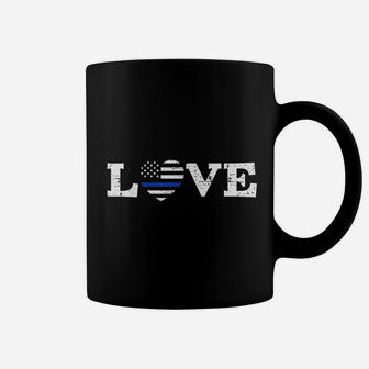 Thin Blue Line Police Officer Love American Flag Coffee Mug | Crazezy DE