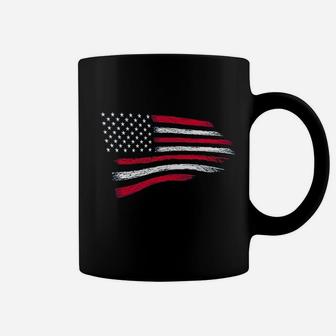Thin Red Line Patriotic Firefighter Usa Flag Coffee Mug | Crazezy DE