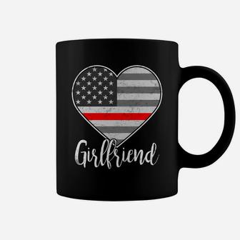 Thin Red Line Us Flag Heart Firefighter's Girlfriend Gift Coffee Mug | Crazezy