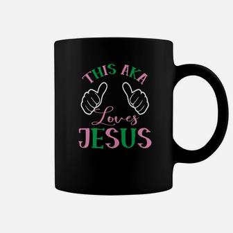 This Aka Loves Jesus Pink And Green Sorority Coffee Mug - Thegiftio UK