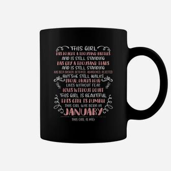 This Girl Has Fought A Thousand Battles Born In January Coffee Mug | Crazezy UK