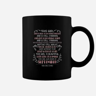 This Girl Has Fought A Thousand Battles Born In September Coffee Mug | Crazezy CA