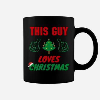 This Guy Loves Christmas, Funny Xmas Mens Pajamas Coffee Mug | Crazezy