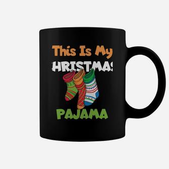 This Is My Christmas Pajama Funny Santa Hat Socks Winter Coffee Mug | Crazezy