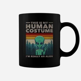 This Is My Human Costume I'm Really An Alien Retro 70S 80S Coffee Mug | Crazezy DE