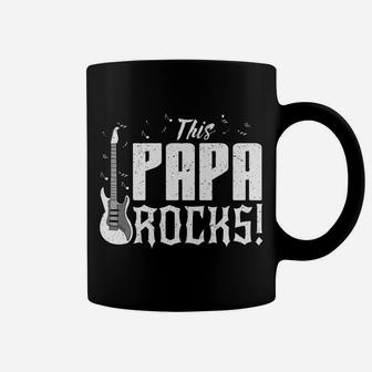 This Papa Rocks Dad Plays Guitar Player Shirt Coffee Mug | Crazezy DE