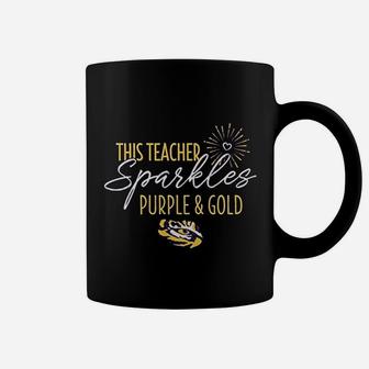This Teacher Sparkles Purple And Gold Coffee Mug | Crazezy