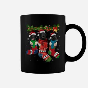Three Black Labradors In Christmas Socks Sweatshirt Coffee Mug | Crazezy