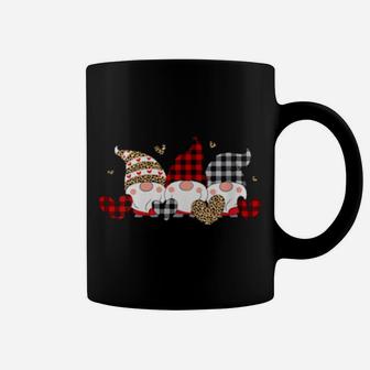 Three Gnomes Holding Hearts Valentines Day Red Buffalo Plaid Coffee Mug - Monsterry CA