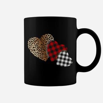 Three Hearts Leopard Plaid Girls Valentine's Day Girl Kids Coffee Mug | Crazezy