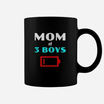 Tired Mom Of 3 Boys Mother With Three Sons Low Battery Icon Coffee Mug | Crazezy CA