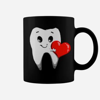 Tooth Holding A Heart Detist Valentines Day Tooth Love Coffee Mug - Monsterry