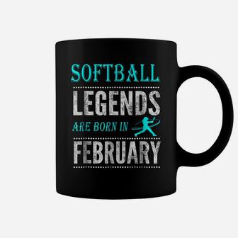 Top Men & Womens Softball Legend Born February Gift Coffee Mug | Crazezy