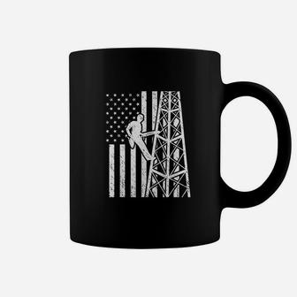 Tower Climber American Flag Cell Tower Towers Worker Coffee Mug | Crazezy CA