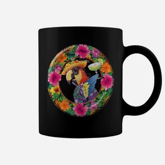 Tropical Parrot Margarita Cocktail Shirt Summer Flower Gift Coffee Mug | Crazezy