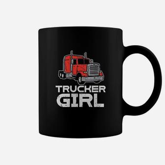 Trucker Girl Trucking Semi Truck Driver Wife Coffee Mug | Crazezy