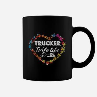 Trucker Wife Life With Trucker Heart Symbol Costume Coffee Mug - Thegiftio UK