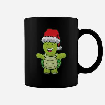 Turtle With Santa Hat Cute Turtle Christmas Sweatshirt Coffee Mug | Crazezy