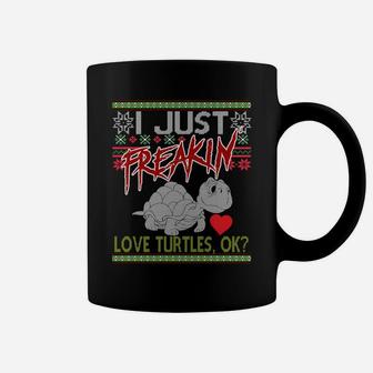 Ugly Christmas Herpetologist I Just Freaking Love Turtles Ok Sweatshirt Coffee Mug | Crazezy