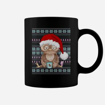 Ugly Christmas Santa Costume Christmas Owl Coffee Lovers Sweatshirt Coffee Mug | Crazezy CA