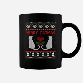 Ugly Christmas Sweater Funny Merry Catmas Cat Lovers Shirt Coffee Mug | Crazezy