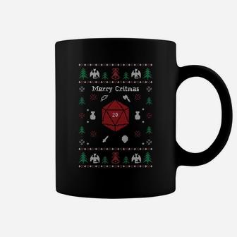 Ugly Christmas Sweater Merry Critmas Dungeons & Rpg Dragons Sweatshirt Coffee Mug | Crazezy