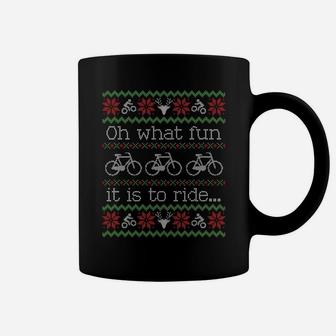 Ugly Christmas Sweater Ride Bike Cyclist Funny Sweatshirt Coffee Mug | Crazezy