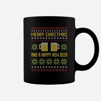 Ugly Funny Merry Christmas Sweater Happy New Beer Drinkers Sweatshirt Coffee Mug | Crazezy AU