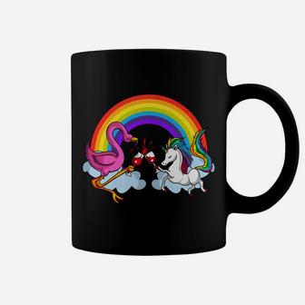 Unicorn And Flamingo Bird Funny Rainbow Wine Party Coffee Mug - Thegiftio UK