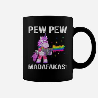 Unicorn Pew Pew Madafakas Vintage Crazy Cat Funny Graphic Coffee Mug | Crazezy CA