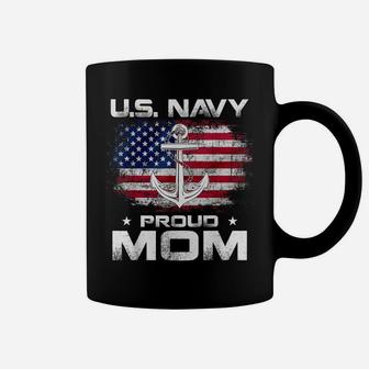 US Navy Proud Mom With American Flag Gift Veteran Day Coffee Mug | Crazezy
