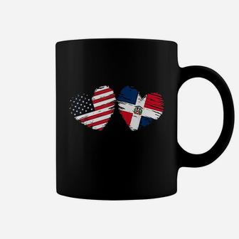 Usa Dominican Republic Flag Heart Coffee Mug | Crazezy