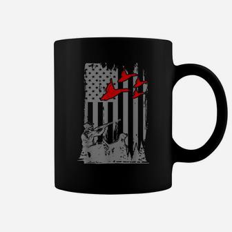 Usa Flag Patriotic Duck Hunting Shirt Waterfowl Geese Father Coffee Mug | Crazezy