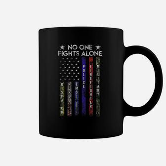 Usa Flag Thin Line Military Police Nurse No-One Fight Alone Coffee Mug | Crazezy AU