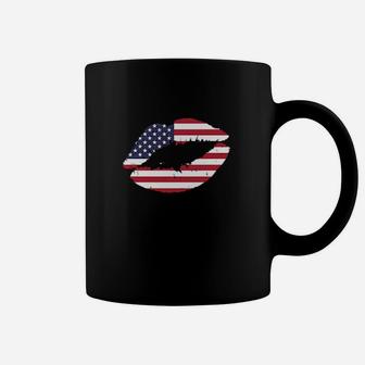 Usa Lips Kiss American Flag United States Pride 4Th Of July Coffee Mug - Monsterry CA