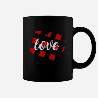Valentine Days Buffalo Plaid Heart Coffee Mug | Crazezy