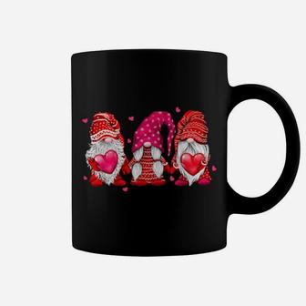 Valentine Gnomes Funny Red Gnomes Holding Valentines Hearts Coffee Mug - Monsterry