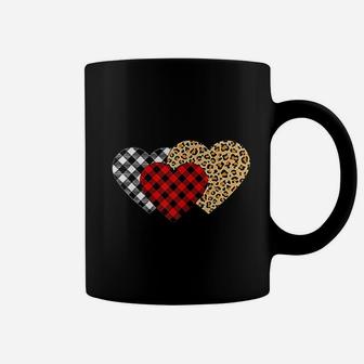 Valentines Day Buffalo Plaid Leopard Print Hearts Girls Coffee Mug - Thegiftio UK