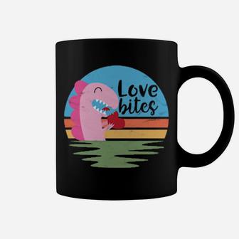 Valentines Day Cute Dinosaur Love Bites Retro Vintage Coffee Mug - Monsterry