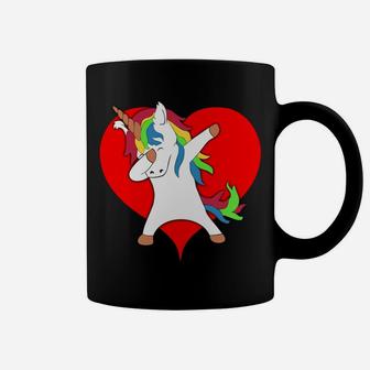Valentines Day Dabbing Unicorn Red Heart Coffee Mug - Thegiftio UK