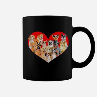 Valentines Day Dogs Pug Corgi Bulldog Heart Gift Coffee Mug - Monsterry UK