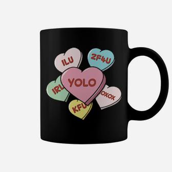Valentine's Day Hearts Sweets With Texting Acronyms Coffee Mug - Monsterry DE