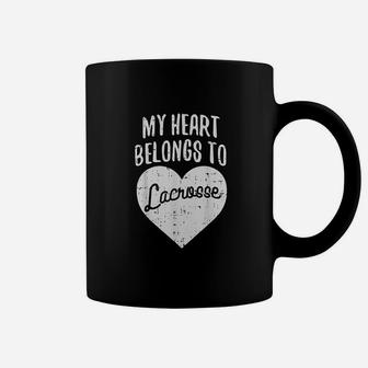 Valentines Day My Heart Belongs To Lacrosse Sport Gift Coffee Mug | Crazezy