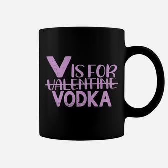 Valentines Day V Is For Vodka Graphic Coffee Mug - Thegiftio UK
