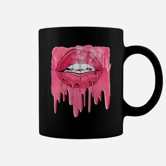Valentines Pink Dripping Melting Lips Coffee Mug - Monsterry UK