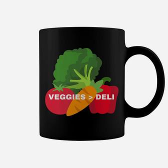 Vegetarian Veggies Deli Funny Vegan Animal Lovers Graphic Coffee Mug | Crazezy CA